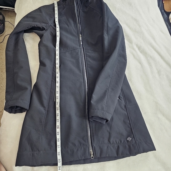 Columbia Weather Resistant Softshell Coat Hooded Fleece Lined Black Size Small - Picture 13 of 16